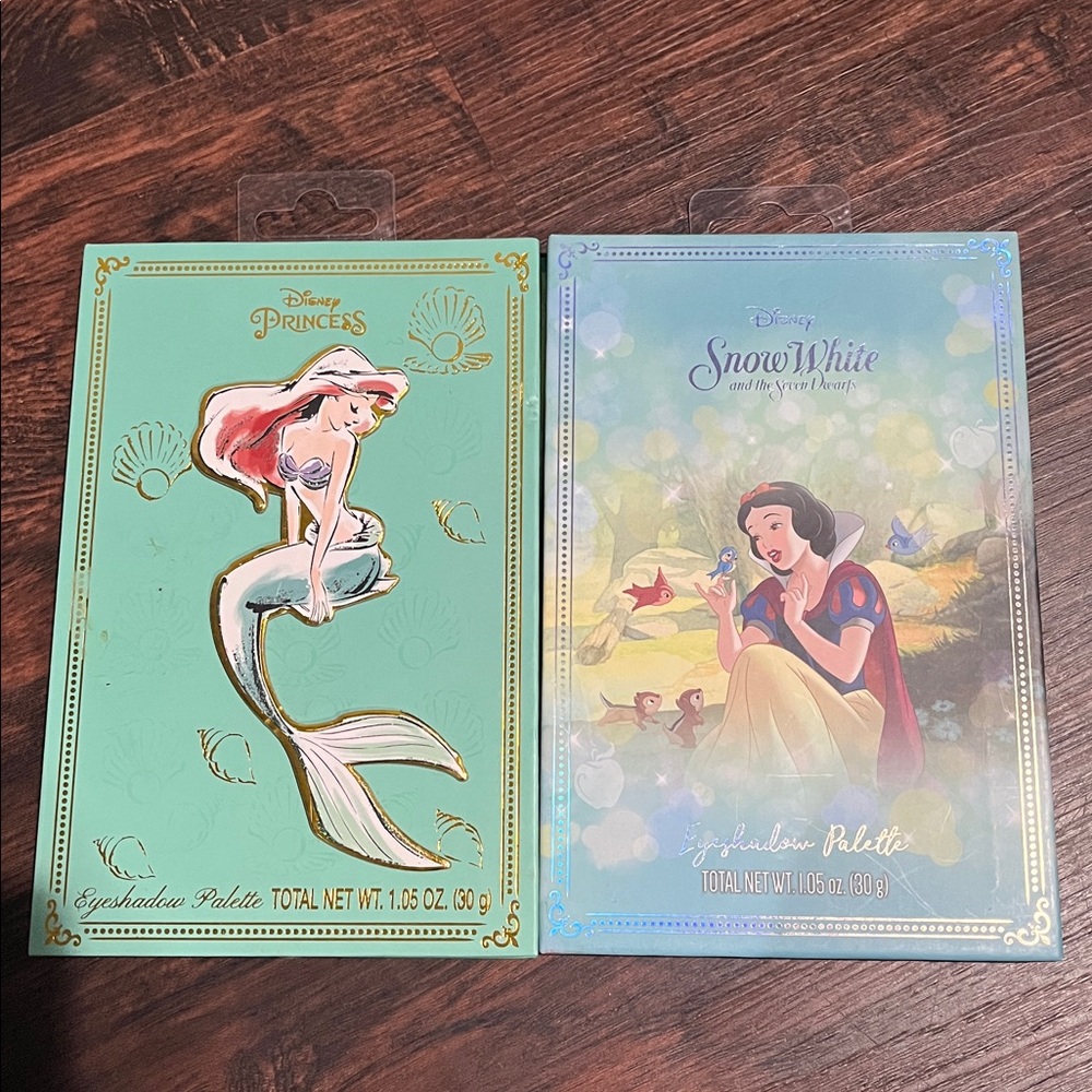 2 x Disney The Little Mermaid Ariel & Snow White Shadow Palette 12 Shades ea NWT